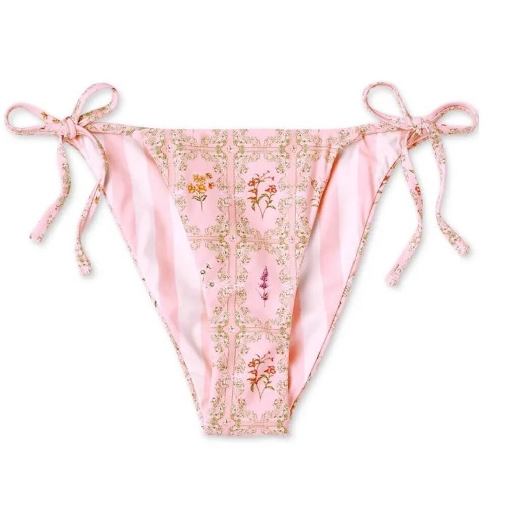 Agua Bendita x Target Reversible String Bikini Bottom Size XL NWOT Floral